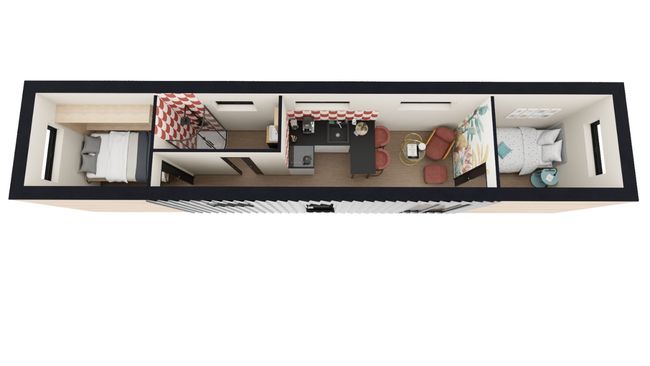 40 ft container house - Layout example 01