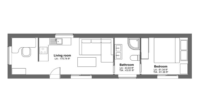 40 ft container house - Layout example 06