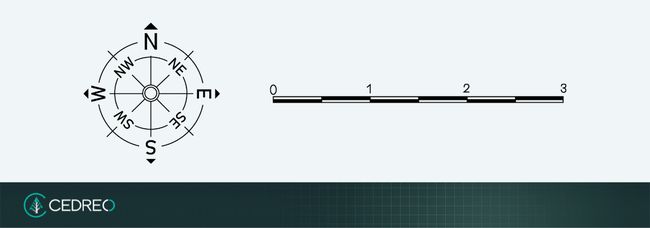 compass & scale floor plan symbols