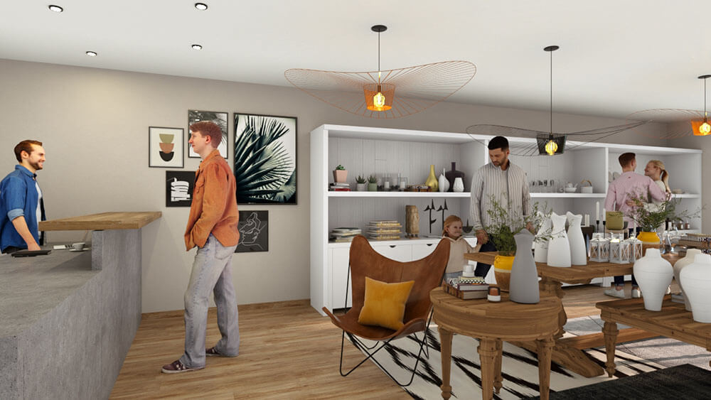 3D rendering of a decoration shop