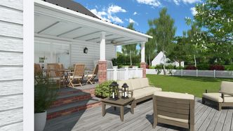 Mit Cedreo erstellte Visualisierung einer überdachten Terrasse