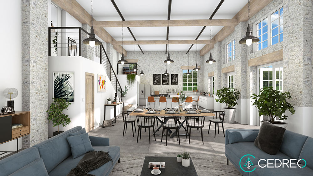 Mit Cedreo erstelltes Rendering Architektur