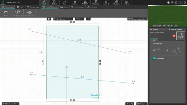 captura de pantalla modelización del terreno con cedreo