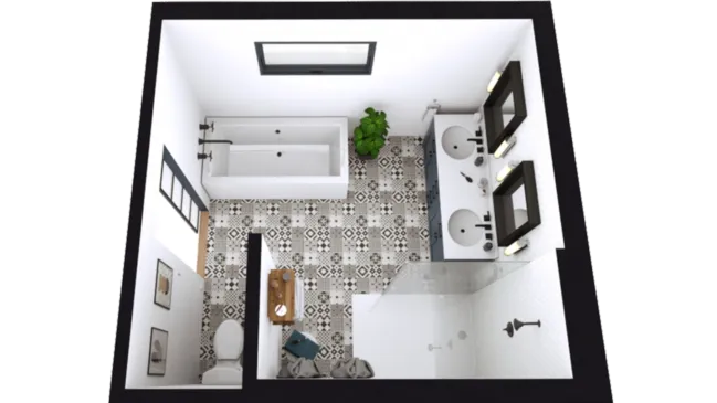 3D floor plan of a full bathroom designed with Cedreo