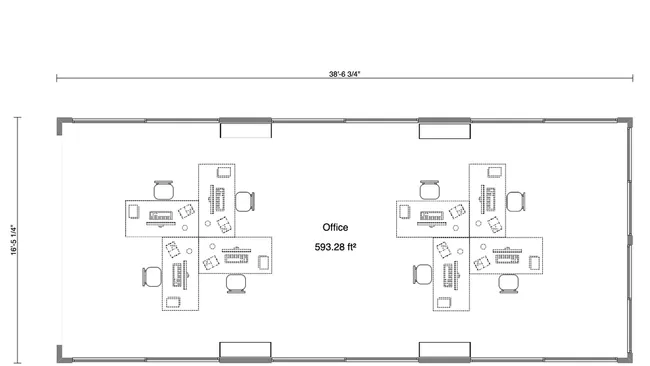 2D floor plan of a cubicle office designed with Cedreo