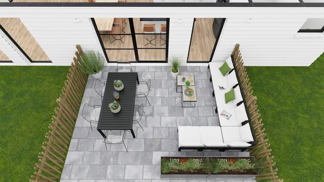 3D patio plan designed with Cedreo
