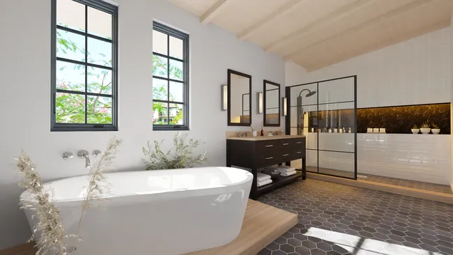 3d render of a spa-like bathroom by Cedreo