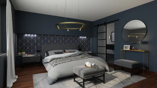 3D render of a bedroom with contemporary style designed with Cedreo