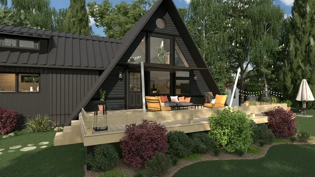 3D render of a raised deck designed with Cedreo