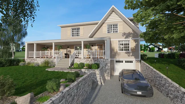 3D render of a Craftsman house designed with Cedreo