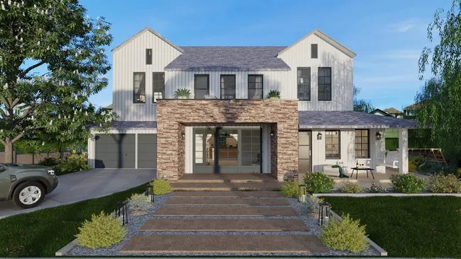 3D render of a craftsman house facade by Cedreo
