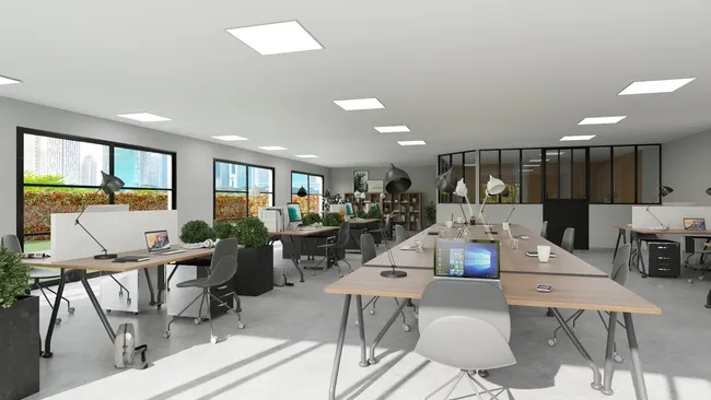 3D render of an office designed with Cedreo