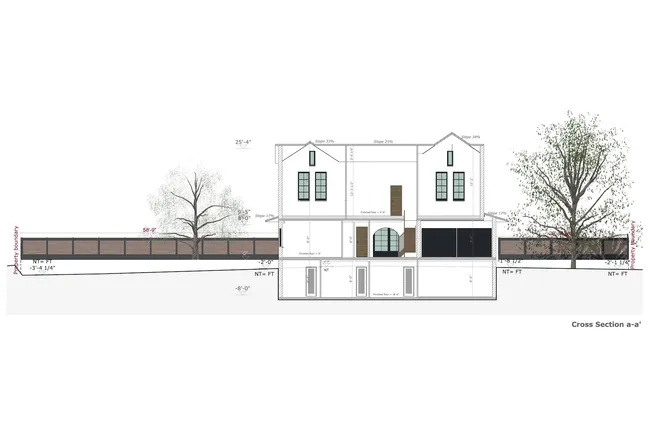 Cross section of a craftsman house with exterior elements and dimensions made with Cedreo