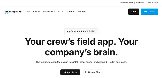 screenshot home page Magic Plan