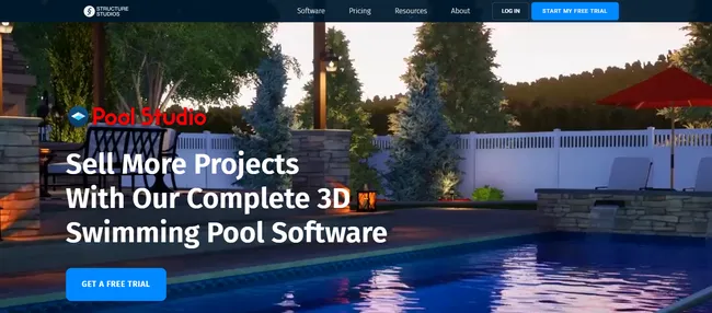 screenshot home page pool studio
