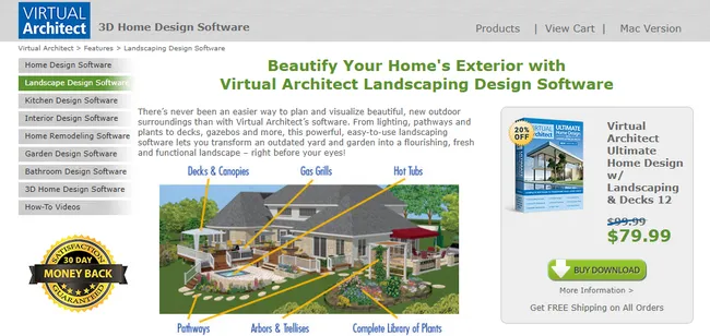 screenshot home page virtual architect