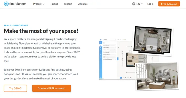 screenshot home page floorplanner