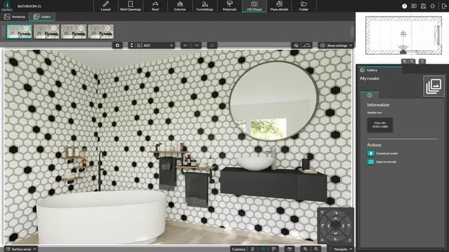 cedreo software screenshot get bathroom 3D renderings