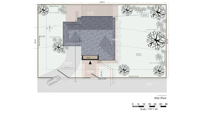 Full lot scaled site plan designed with Cedreo