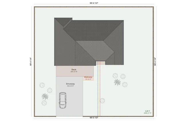 Site plan for a prefab home designed with Cedreo