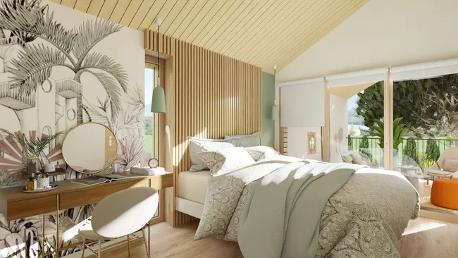 Renderizado en 3D de una habitación diseñada con Cedreo.