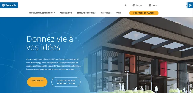 capture d'écran site web Sketchup
