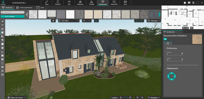 interface logiciel cedreo étape revêtements
