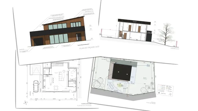 exemples de pièces graphiques représentant des plans pour un dossier de permis de construire