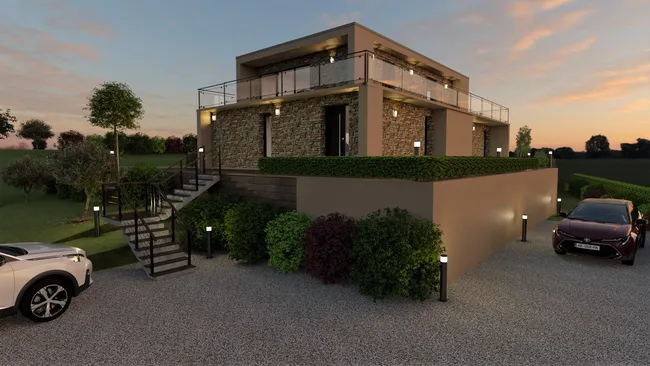 Rendu 3D d'une maison moderne réalisé par Immo3D