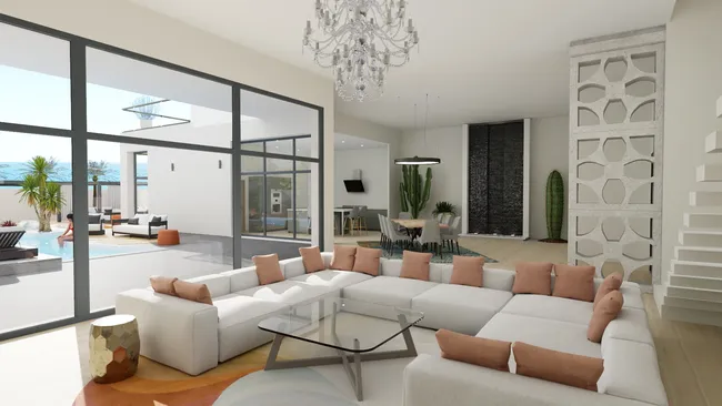 Rendu 3D d'un salon réalisé par Immo3D