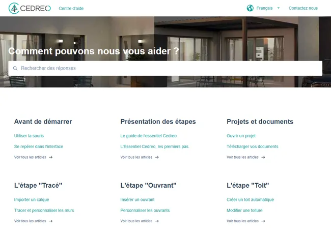 capture d'écran base de connaissances cedreo