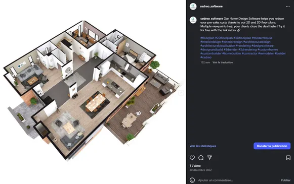 Complete project post example from Cedreo insta account
