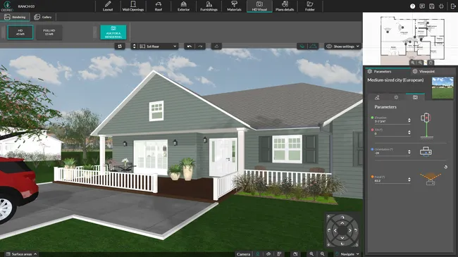 UI shot Cedreo - HD visual step - camera parameters