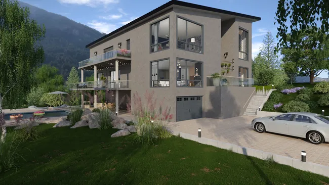 Casa con fachada de hormigón realizada por Cedreo